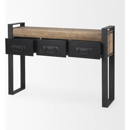 Carga Console Table by Mercana in black, natural. Made from unique in a modern style.