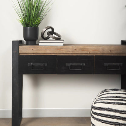 Carga Console Table by Mercana in black, natural. Made from unique in a modern style.