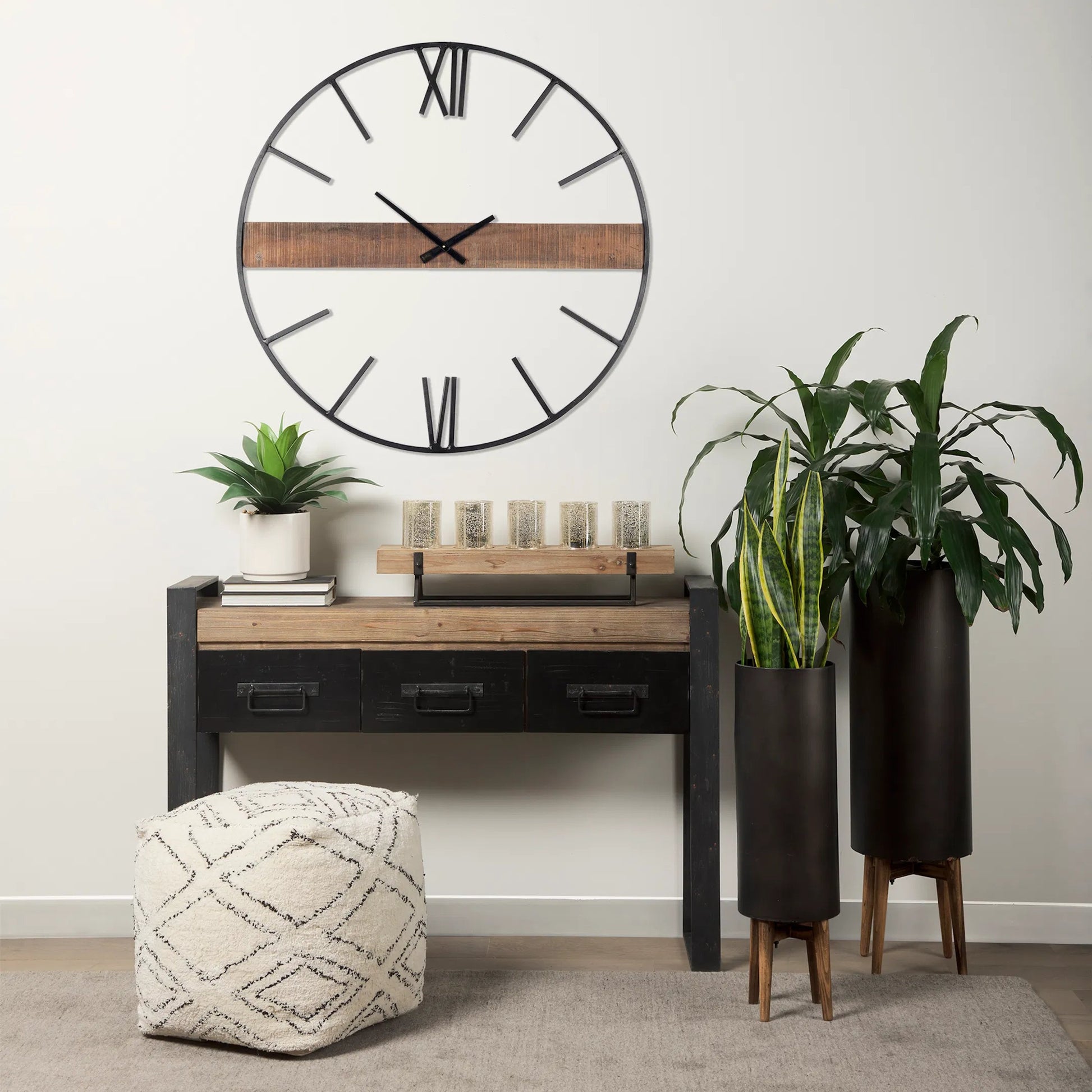 Benk Wood Metal Five Cup Candle Holder by Mercana in beige. Made from unique in a modern style.