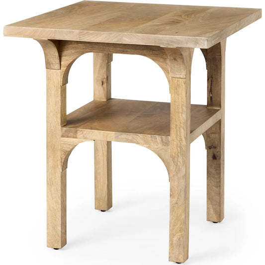 Candace Accent Table by Mercana in brown. Made from solid wood in a transitional style.