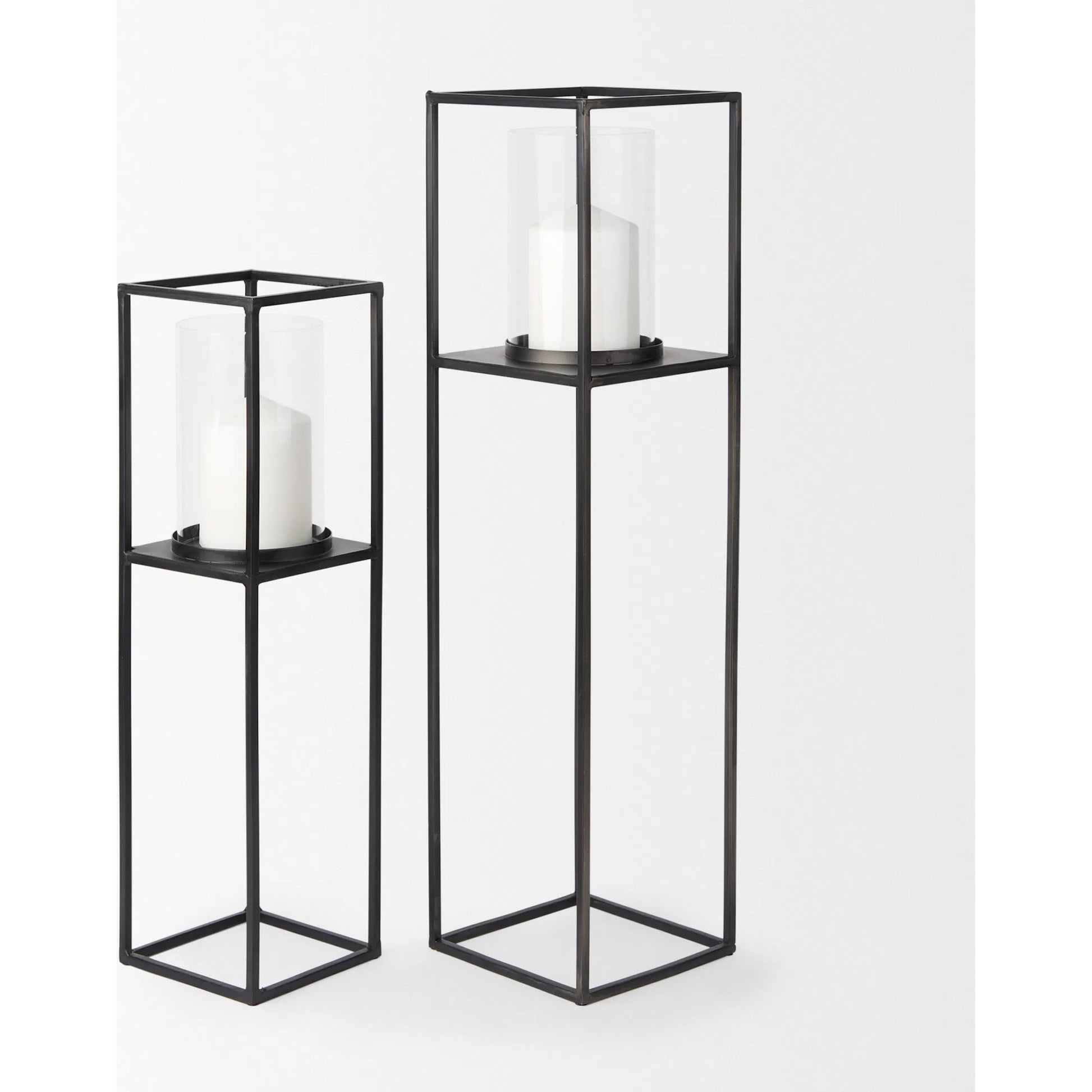 Cindy Candle Holders by Mercana in black. Made from metal in a transitional style.