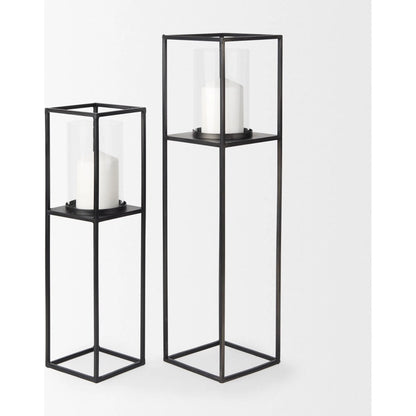 Cindy Candle Holders by Mercana in black. Made from metal in a transitional style.