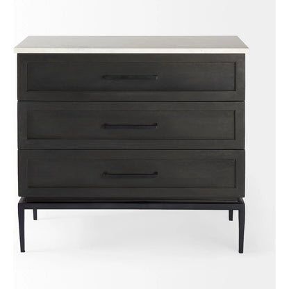 Divina Accent Cabinet by Mercana in black. Made from solid wood in a modern style.