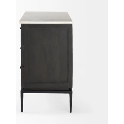 Divina Accent Cabinet by Mercana in black. Made from solid wood in a modern style.