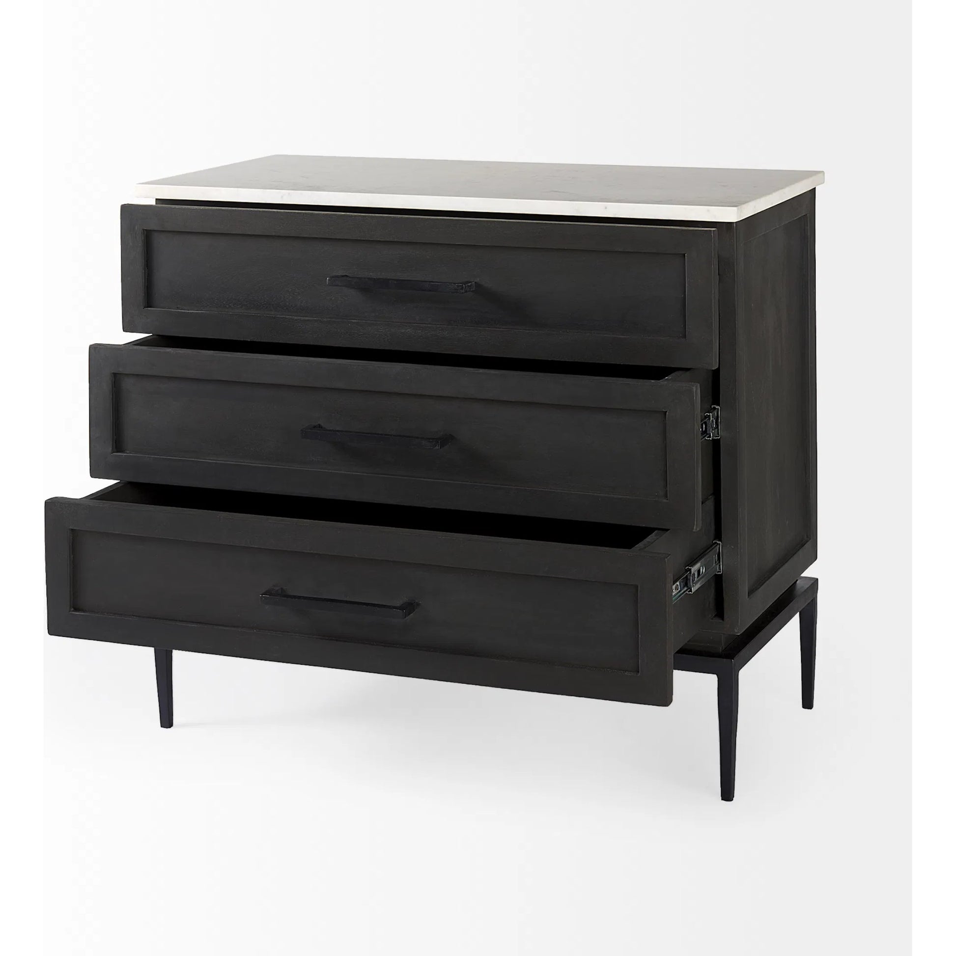 Divina Accent Cabinet by Mercana in black. Made from solid wood in a modern style.