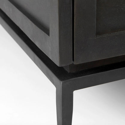 Divina Accent Cabinet by Mercana in black. Made from solid wood in a modern style.