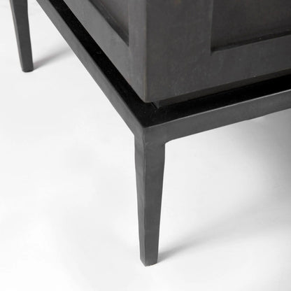 Divina Accent Cabinet by Mercana in black. Made from solid wood in a modern style.