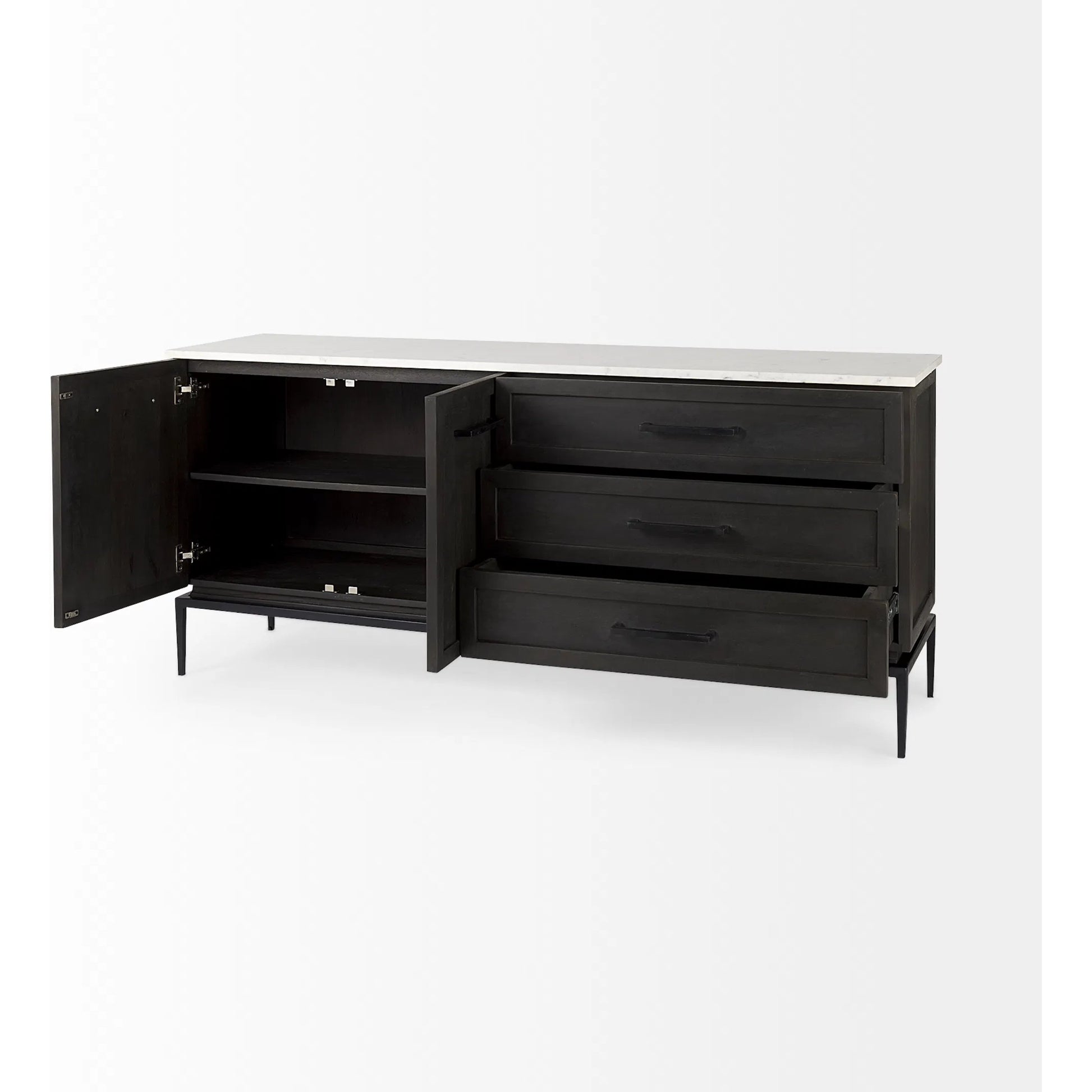 Divina Sideboard by Mercana in black. Made from solid wood in a modern style.