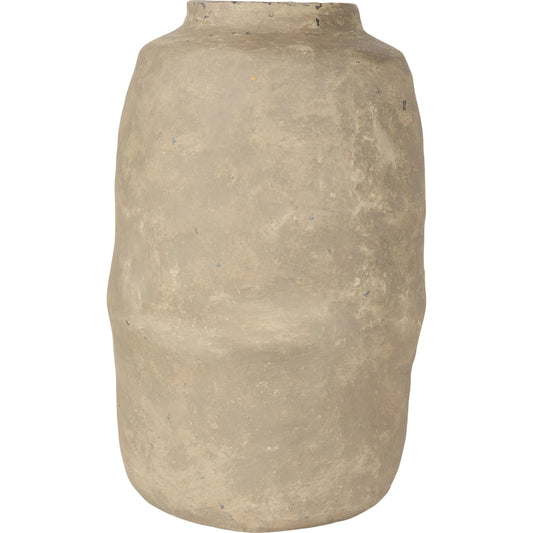 Bala Mache Vase by Mercana in gray. Made from paper in a rustic style.