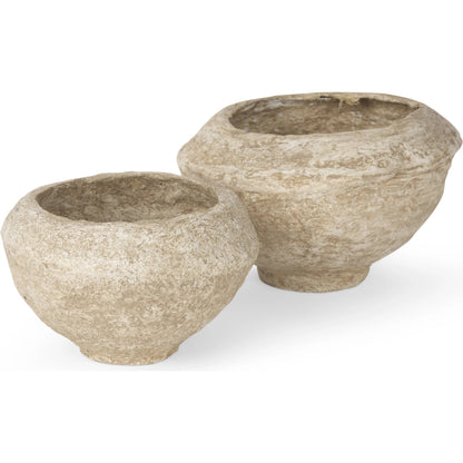 Sonu Paper Mache Half-Pot Bowls by Mercana. Made from paper in a rustic style.