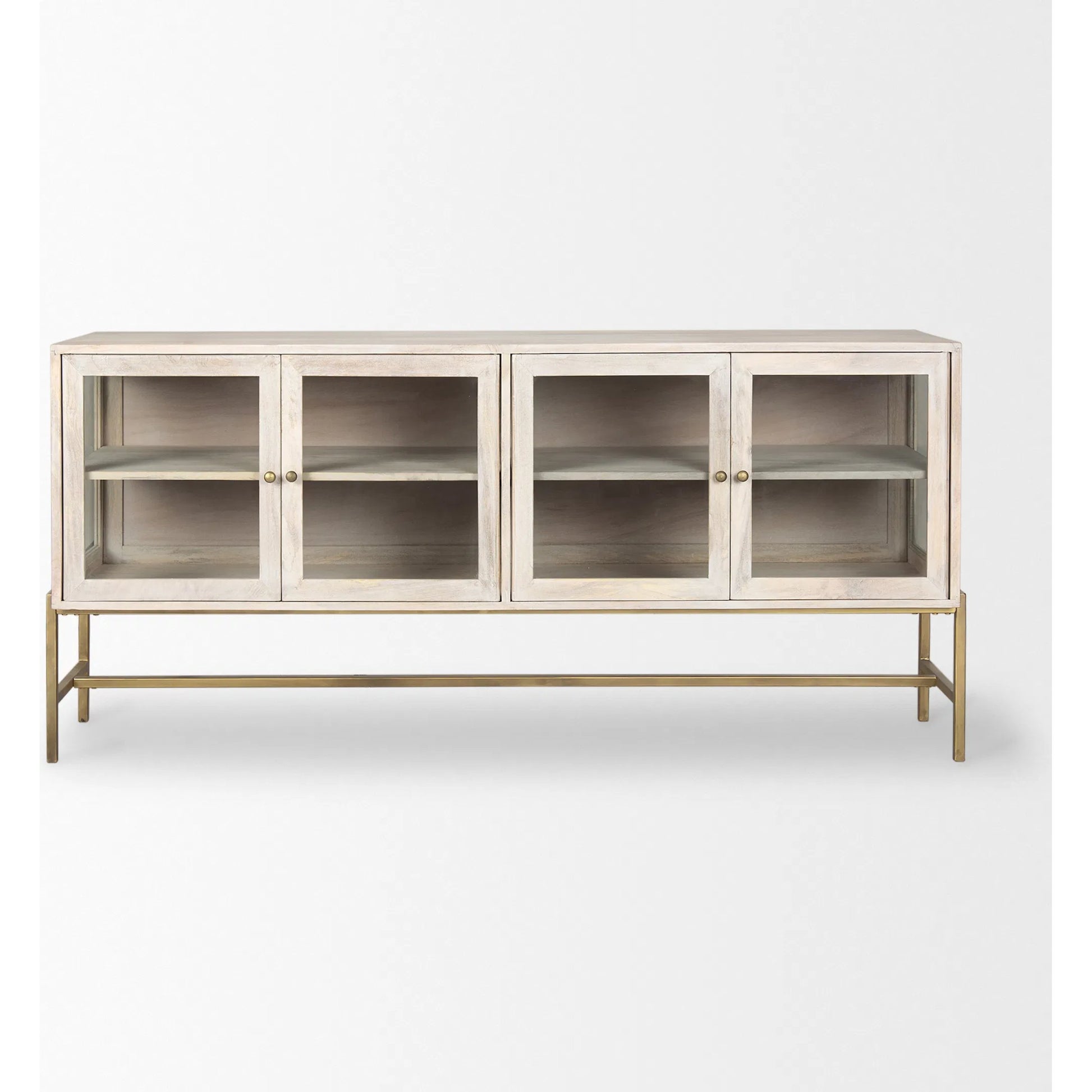Arelius Sideboard by Mercana. Made from glass, solid wood, steel in a modern style.