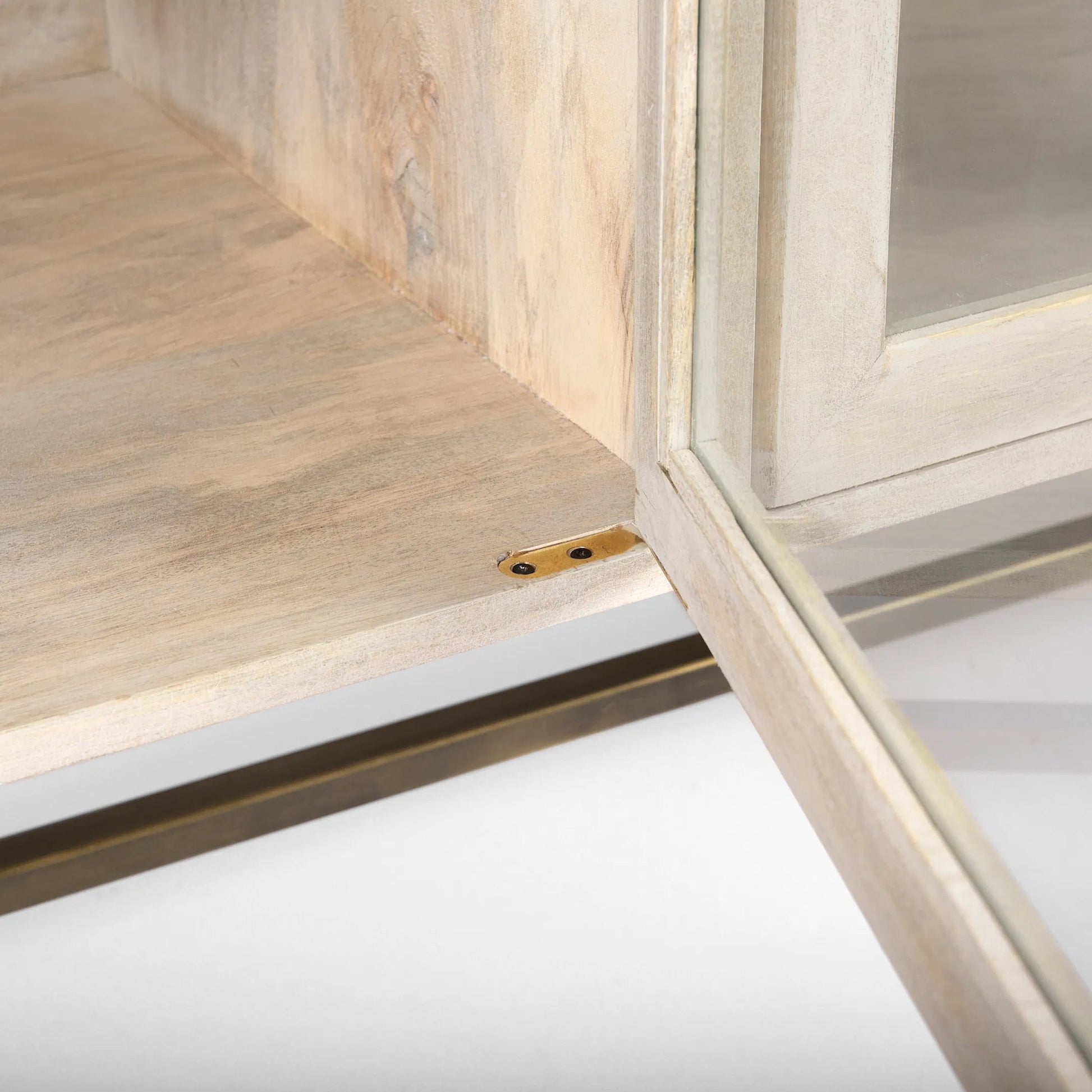 Arelius Sideboard by Mercana. Made from glass, solid wood, steel in a modern style.