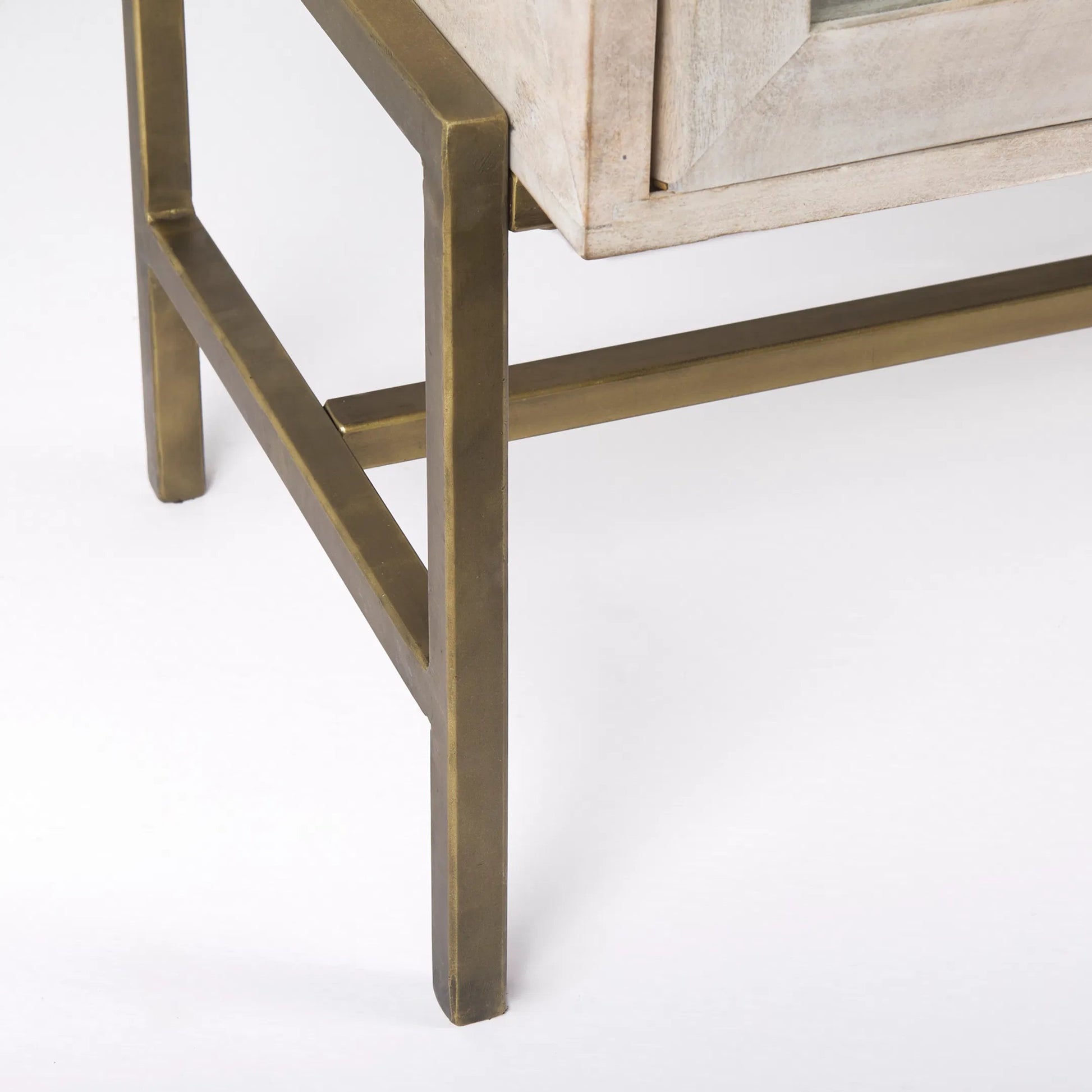 Arelius Sideboard by Mercana. Made from glass, solid wood, steel in a modern style.