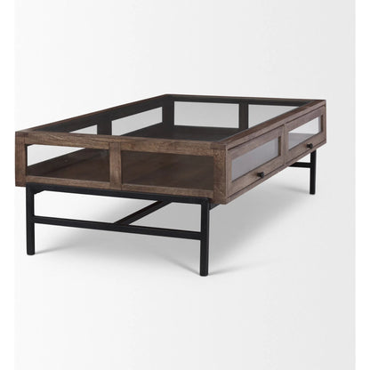 Arelius Rectangular Coffee Table by Mercana. Made from solid wood in a modern style.