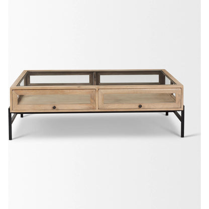 Arelius Rectangular Coffee Table by Mercana. Made from solid wood in a modern style.