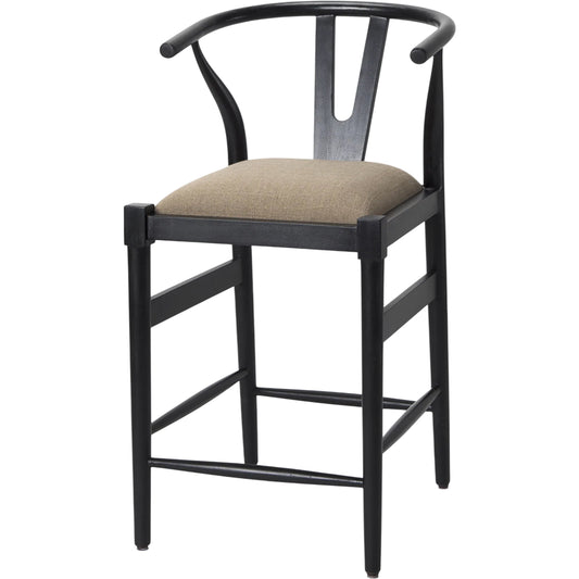 Trixie Upholstered Seat Counter Stool by Mercana in black. Made from wood in a unique style.