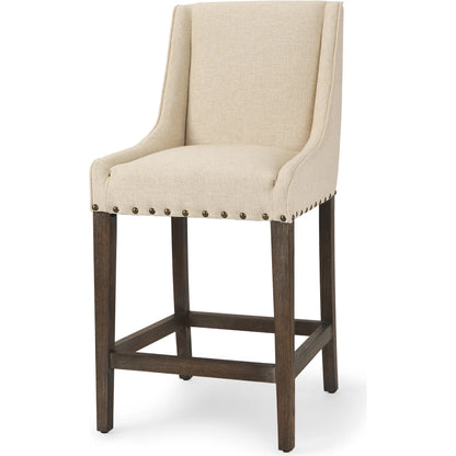 Kensington Counter Stool by Mercana in cream. Made from wood in a unique style.