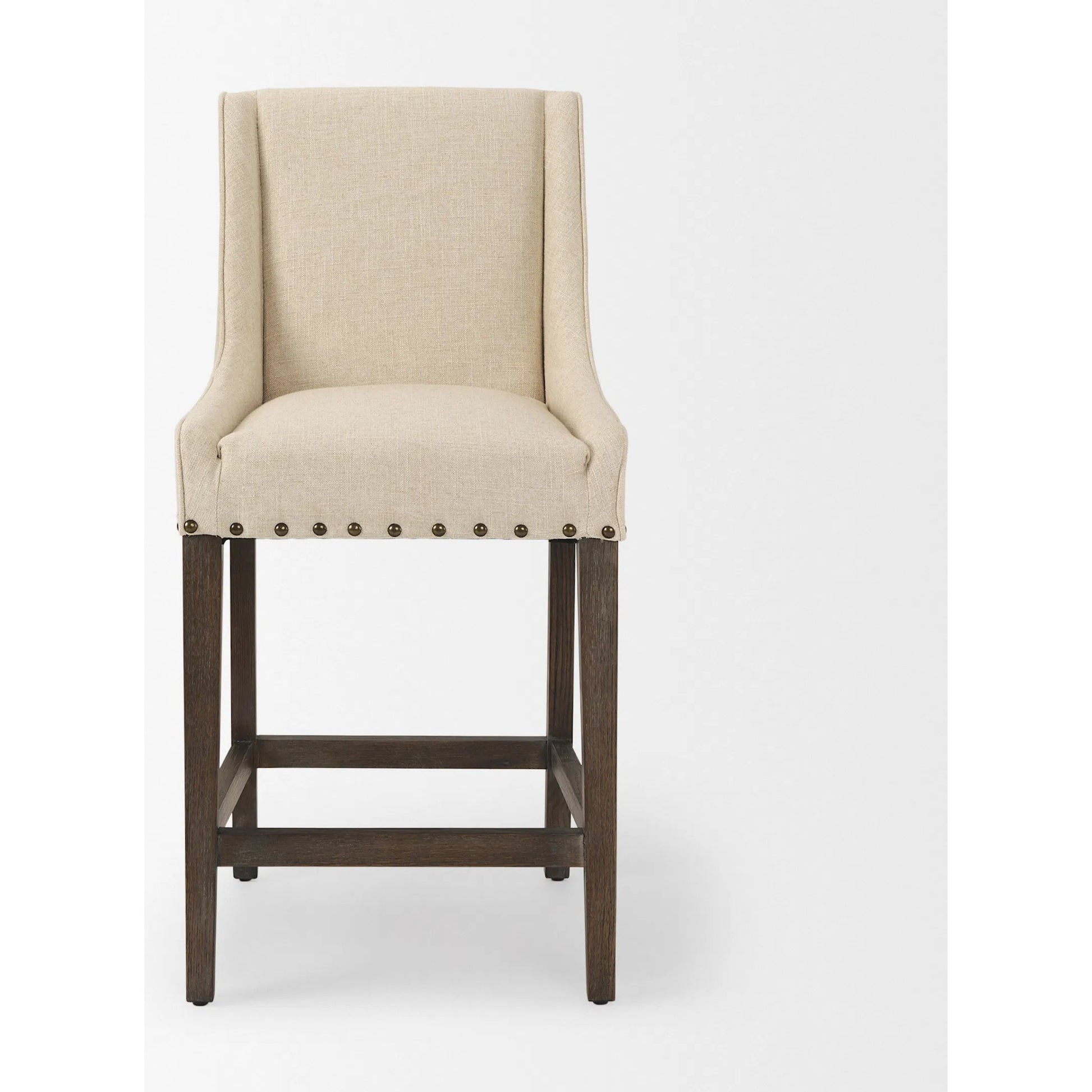 Kensington Counter Stool by Mercana in cream. Made from wood in a unique style.