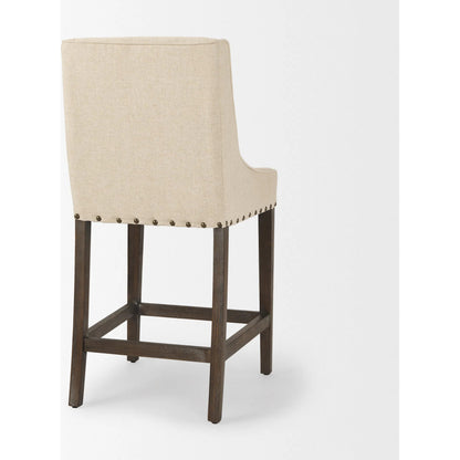 Kensington Counter Stool by Mercana in cream. Made from wood in a unique style.