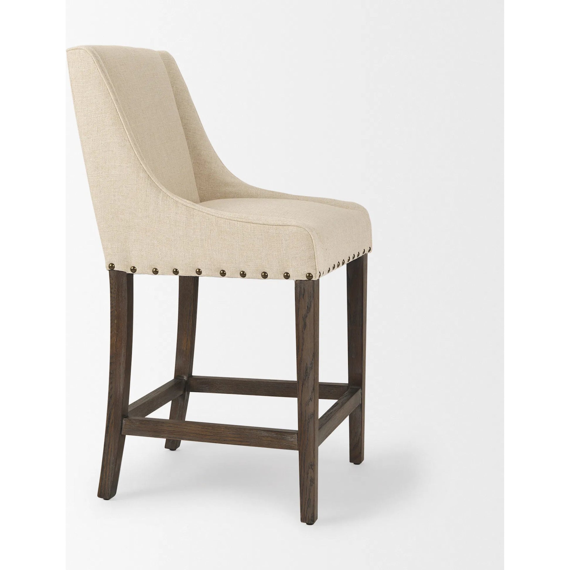 Kensington Counter Stool by Mercana in cream. Made from wood in a unique style.