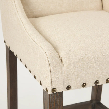 Kensington Counter Stool by Mercana in cream. Made from wood in a unique style.