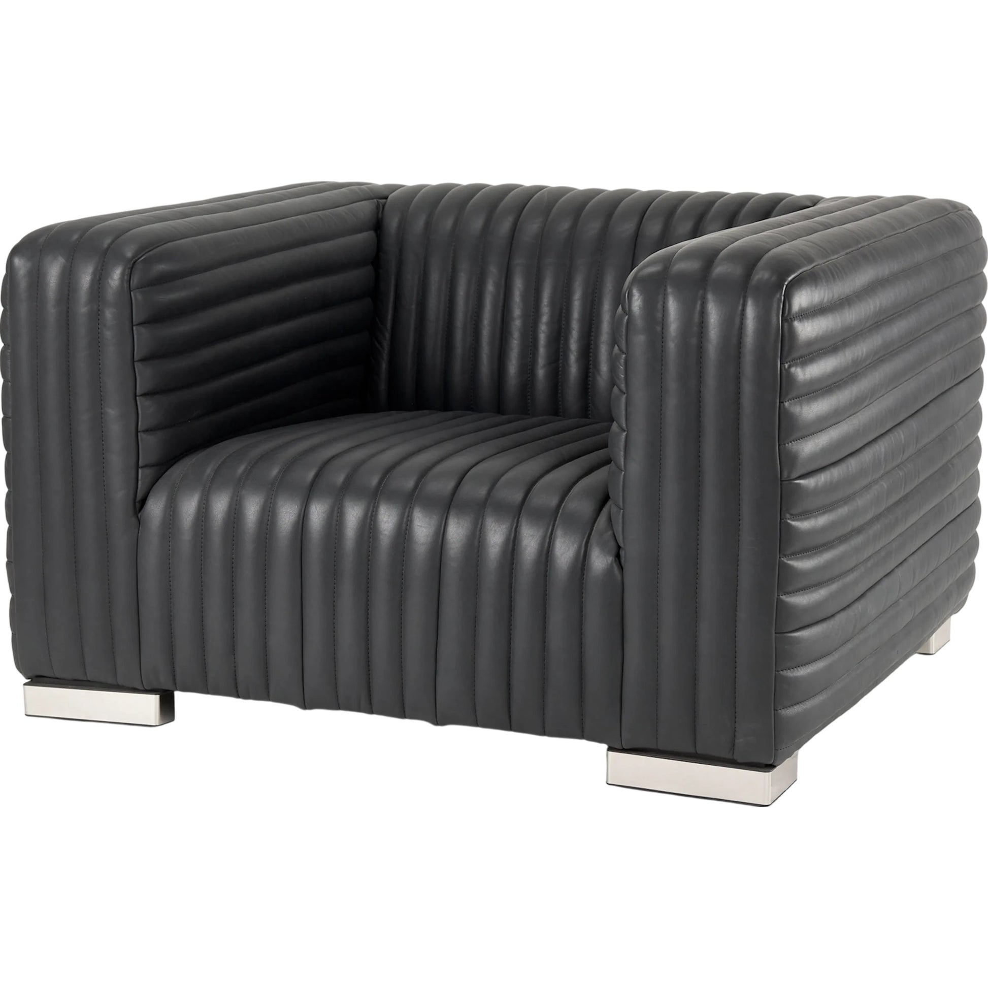 Ricciardo Leather Chair by Mercana in black. Made from leather in a traditional style.