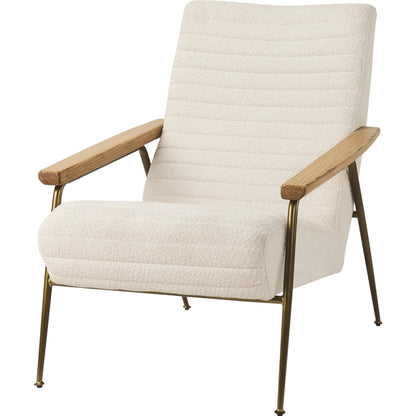 Grosjean Upholstered Accent Chair by Mercana in cream. Made from fabric in a transitional style.