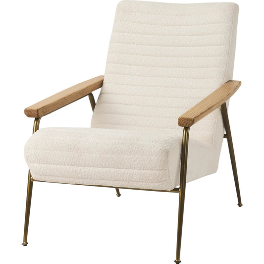 Grosjean Upholstered Accent Chair by Mercana in cream. Made from fabric in a unique style.