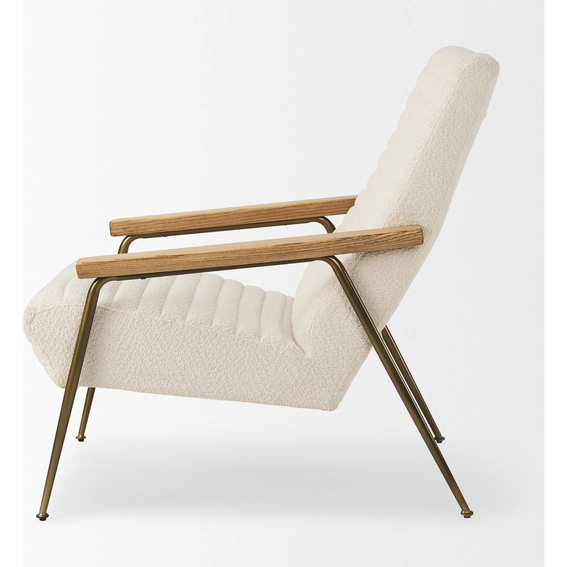 Grosjean Upholstered Accent Chair by Mercana in cream. Made from fabric in a transitional style.