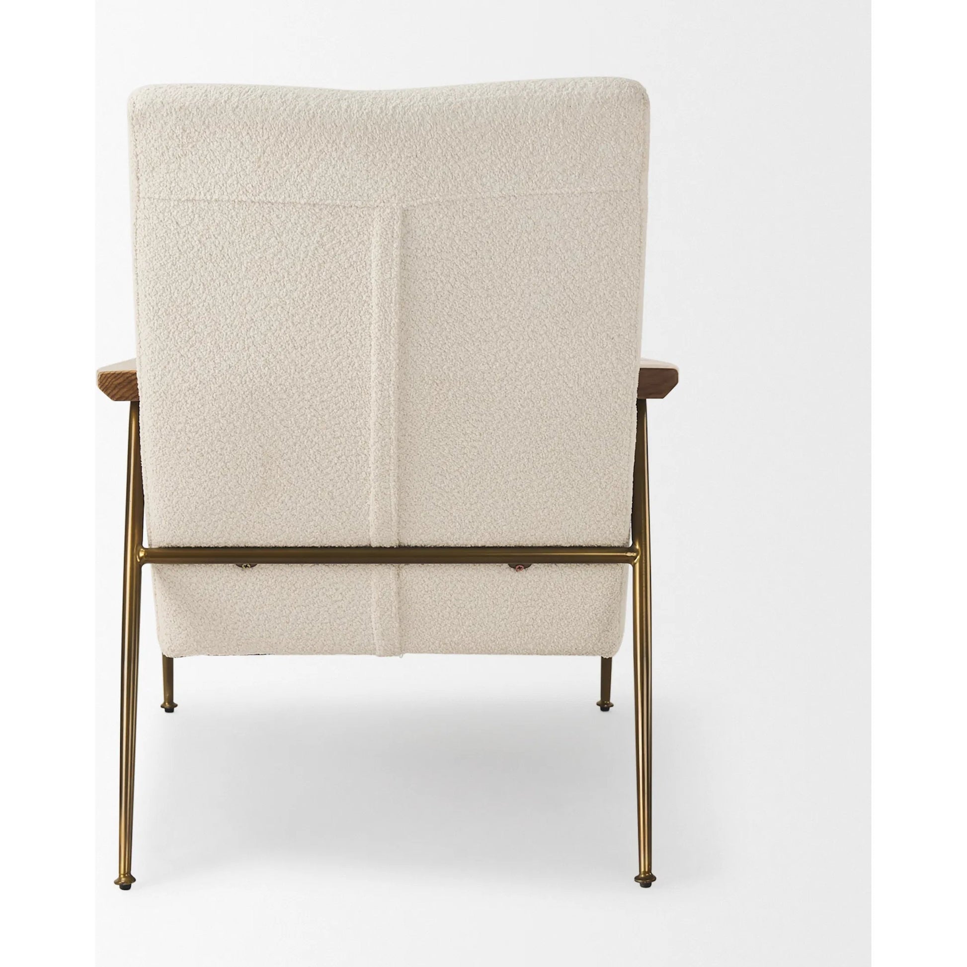 Grosjean Upholstered Accent Chair by Mercana in cream. Made from fabric in a transitional style.