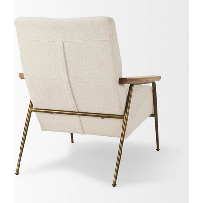 Grosjean Upholstered Accent Chair by Mercana in cream. Made from fabric in a transitional style.