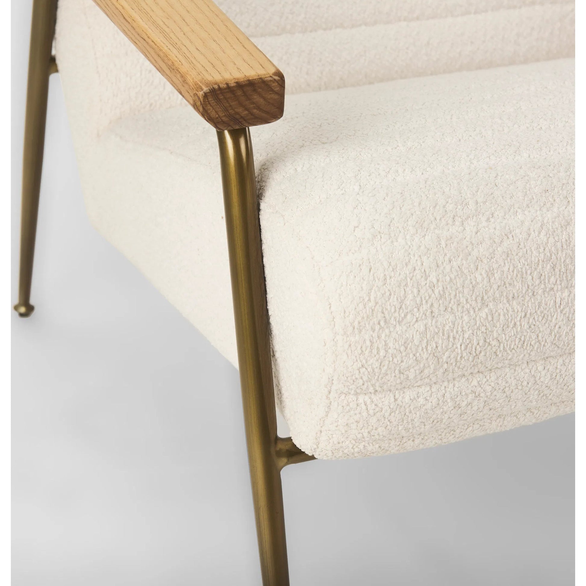 Grosjean Upholstered Accent Chair by Mercana in cream. Made from fabric in a transitional style.