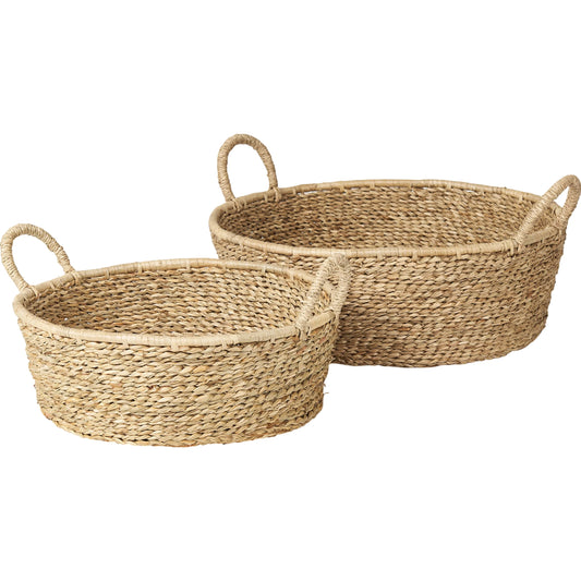 Ayannadeep Nesting Baskets (Set of 2) by Mercana in brown. Made from seagrass in a unique style.