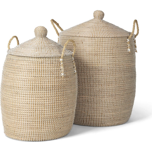 Kairi Floor Baskets (Set of 2) by Mercana in brown. Made from fabric in a unique style.