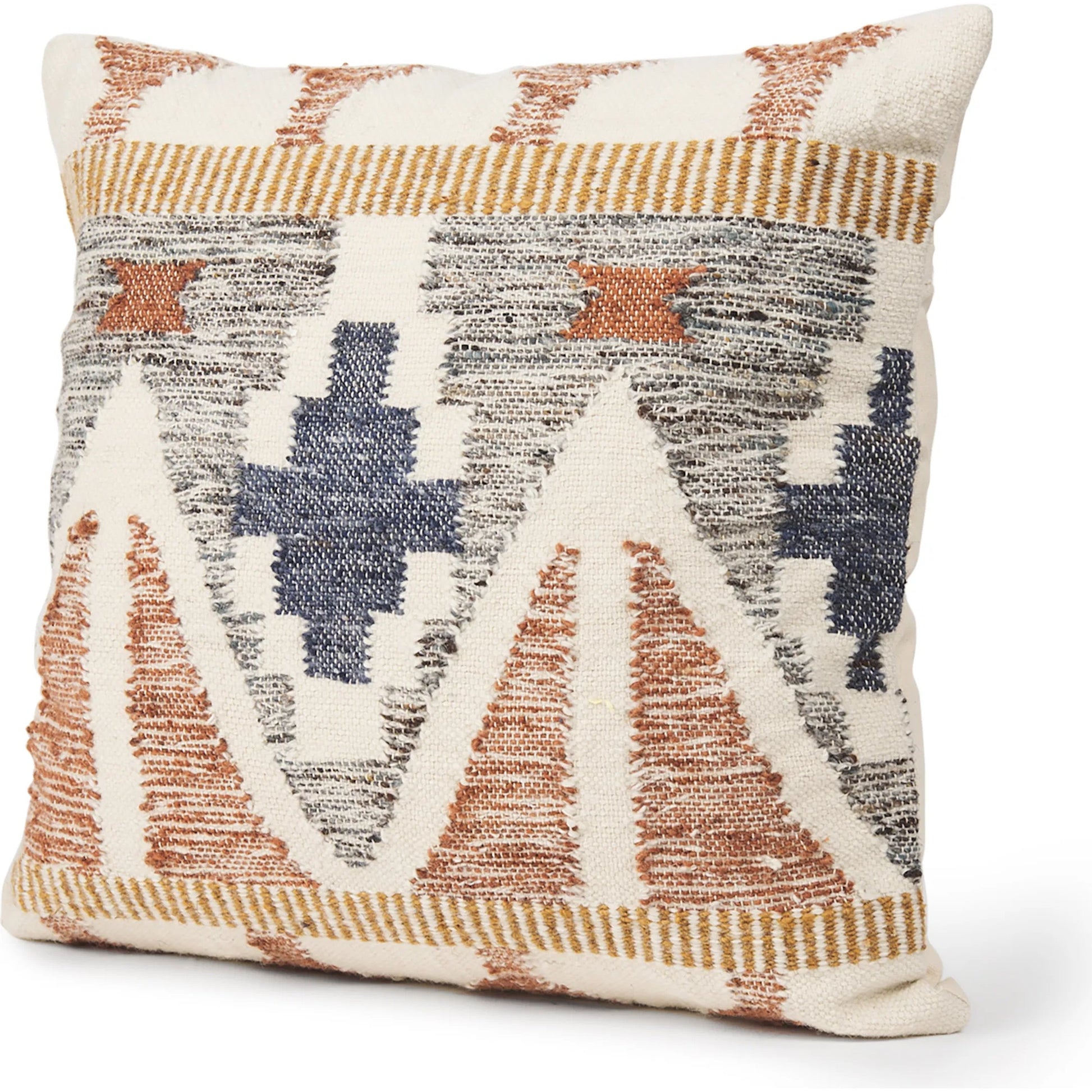 Kenzie Square Pillow Cover by Mercana in cream. Made from cotton blend in a rustic style.