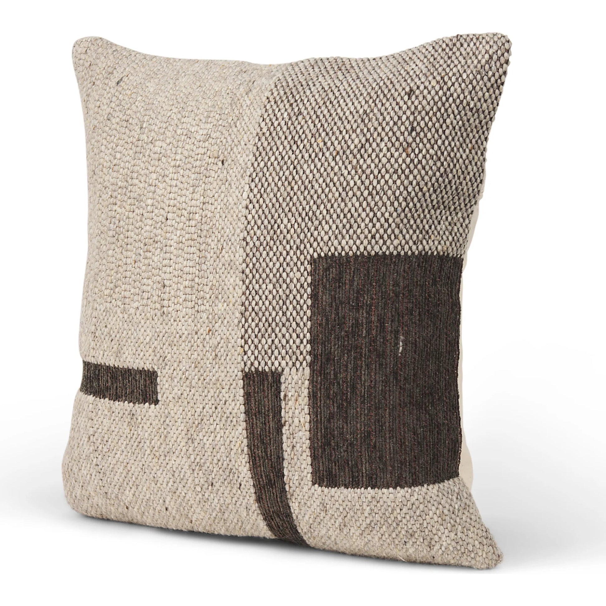 Kyle Square Pillow Cover by Mercana in brown. Made from wool blend in a unique style.
