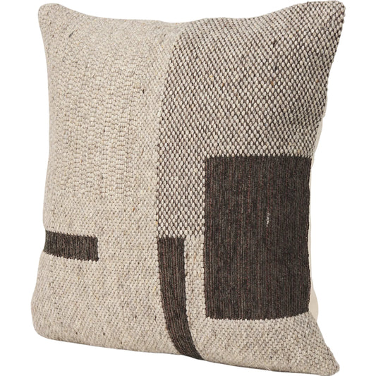 Kyle Square Pillow Cover by Mercana in brown. Made from wool blend in a transitional style.