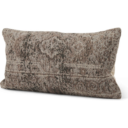 Khloe Lumbar Pillow Cover by Mercana in gray. Made from chenille in a traditional style.