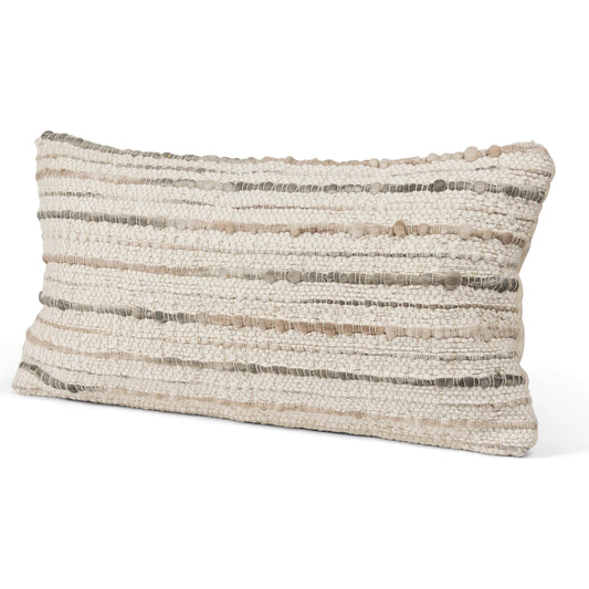 Kodi Lumbar Pillow Cover by Mercana in cream. Made from cotton blend in a unique style.
