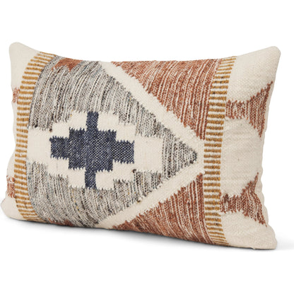 Kenzie Lumbar Pillow Cover by Mercana in blue. Made from cotton blend in a rustic style.