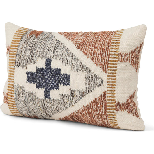 Kenzie Lumbar Pillow Cover by Mercana in blue. Made from cotton blend in a unique style.