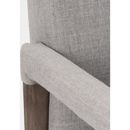 Palisades Dining Chair by Mercana in cream, light brown. Made from wood, fabric in a modern style.