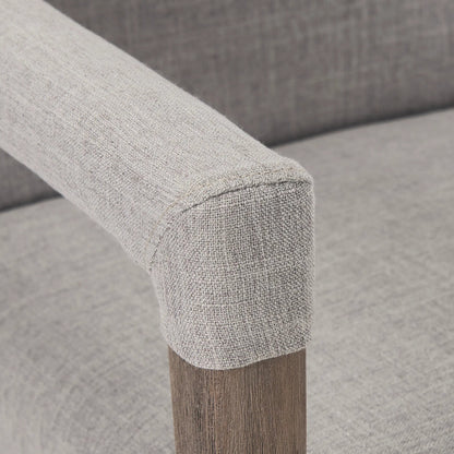Palisades Dining Chair by Mercana in cream, light brown. Made from wood, fabric in a modern style.