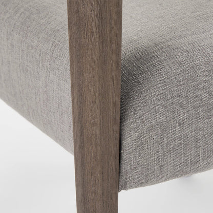 Palisades Dining Chair by Mercana in cream, light brown. Made from wood, fabric in a modern style.