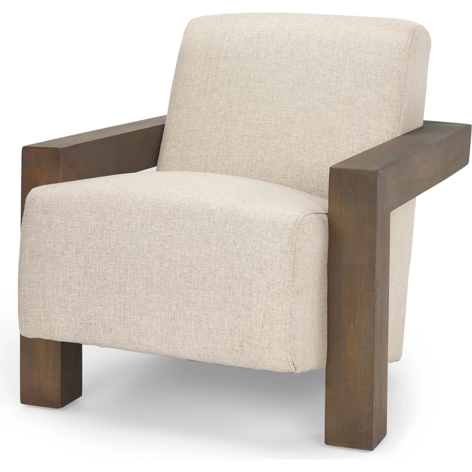 Sovereign Accent Chair by Mercana in cream, brown. Made from fabric in a transitional style.