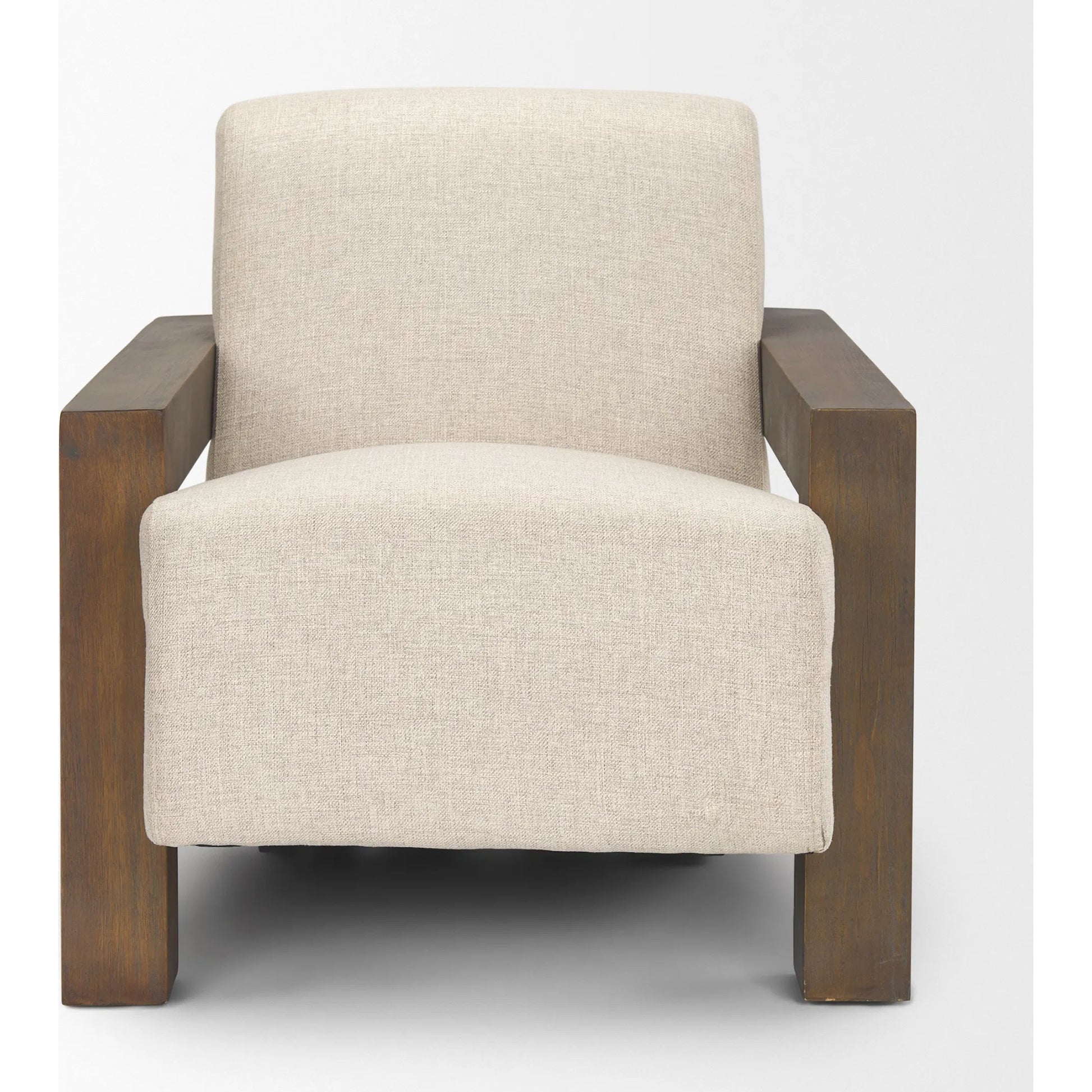 Sovereign Accent Chair by Mercana in cream, brown. Made from fabric in a transitional style.