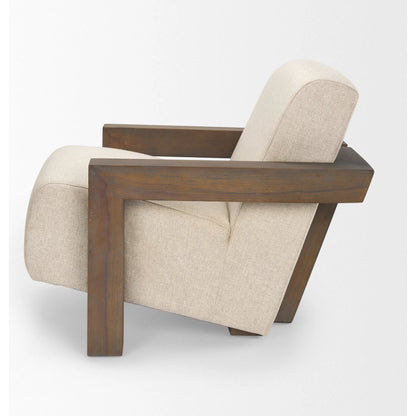 Sovereign Accent Chair by Mercana in cream, brown. Made from fabric in a transitional style.
