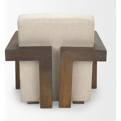 Sovereign Accent Chair by Mercana in cream, brown. Made from fabric in a transitional style.