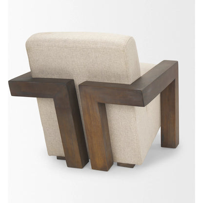 Sovereign Accent Chair by Mercana in cream, brown. Made from fabric in a transitional style.