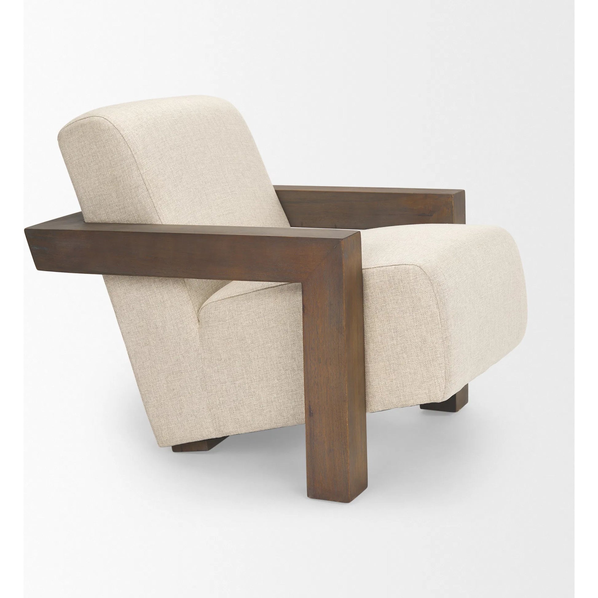 Sovereign Accent Chair by Mercana in cream, brown. Made from fabric in a transitional style.